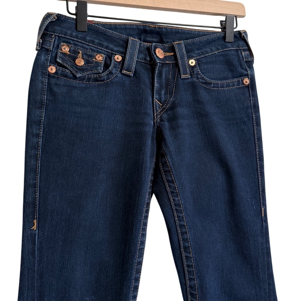 True Religion Joey Dark Wash Flare Jeans Made in USA Low Rise Size 26 - Picture 7 of 11